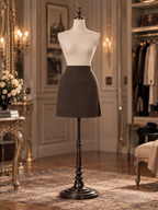 Vintage High Waist Side Slit Wool Mini Skirt