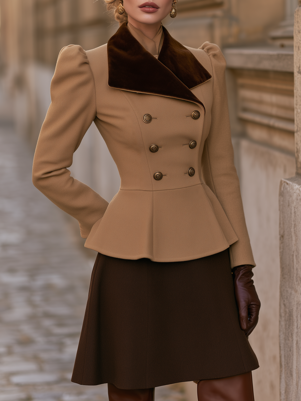 Vintage Velvet Lapel Wool Blend Blazer