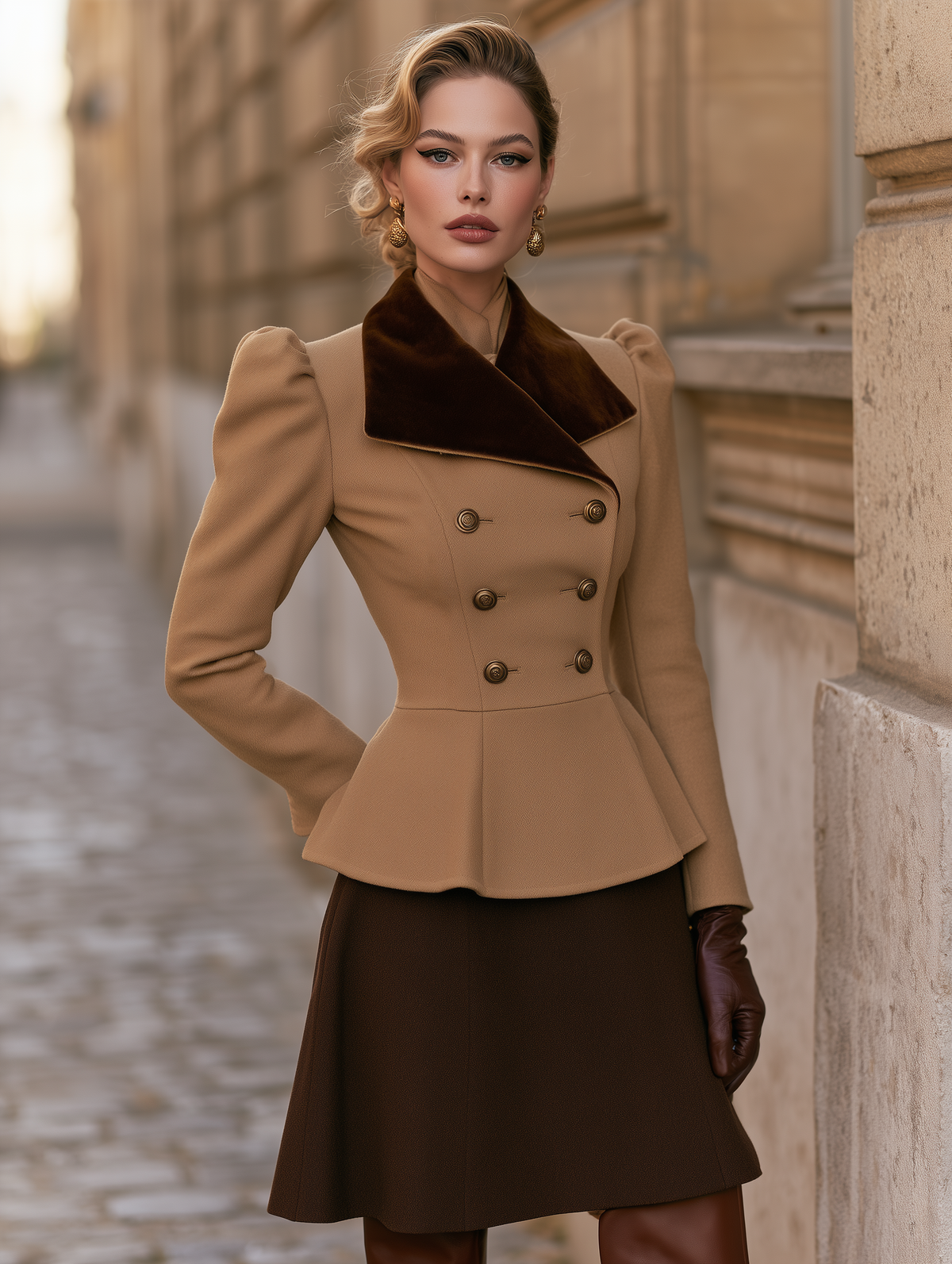 Vintage Velvet Lapel Wool Blend Blazer