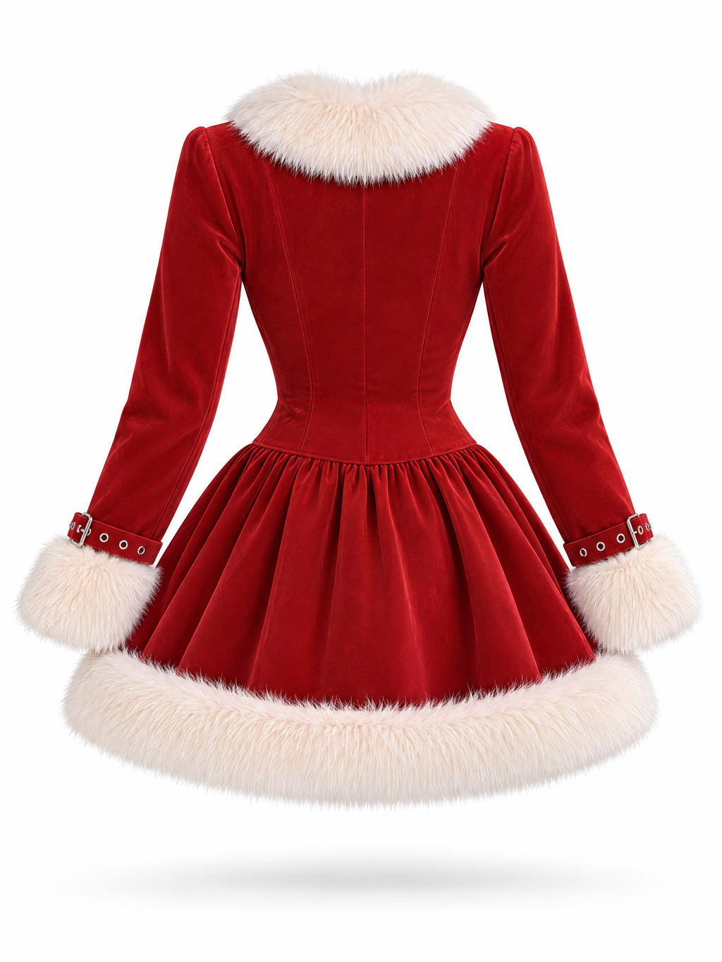 Vintage Christmas Furry Trim Mini Dress
