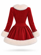 Vintage Christmas Furry Trim Mini Dress
