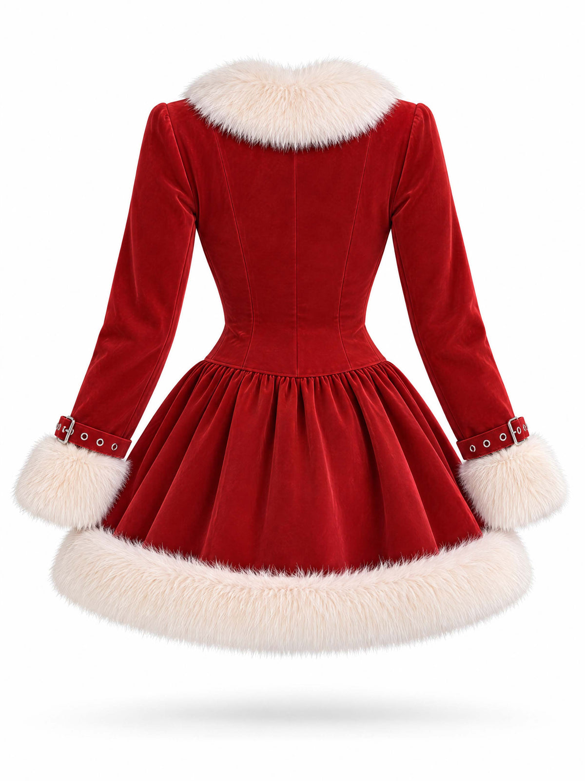 Vintage Christmas Furry Trim Mini Dress