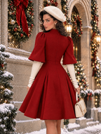 Vintage Double-Breasted Christmas Mini Dress