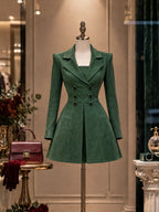 Vintage Green Double-Breasted Mini Dress
