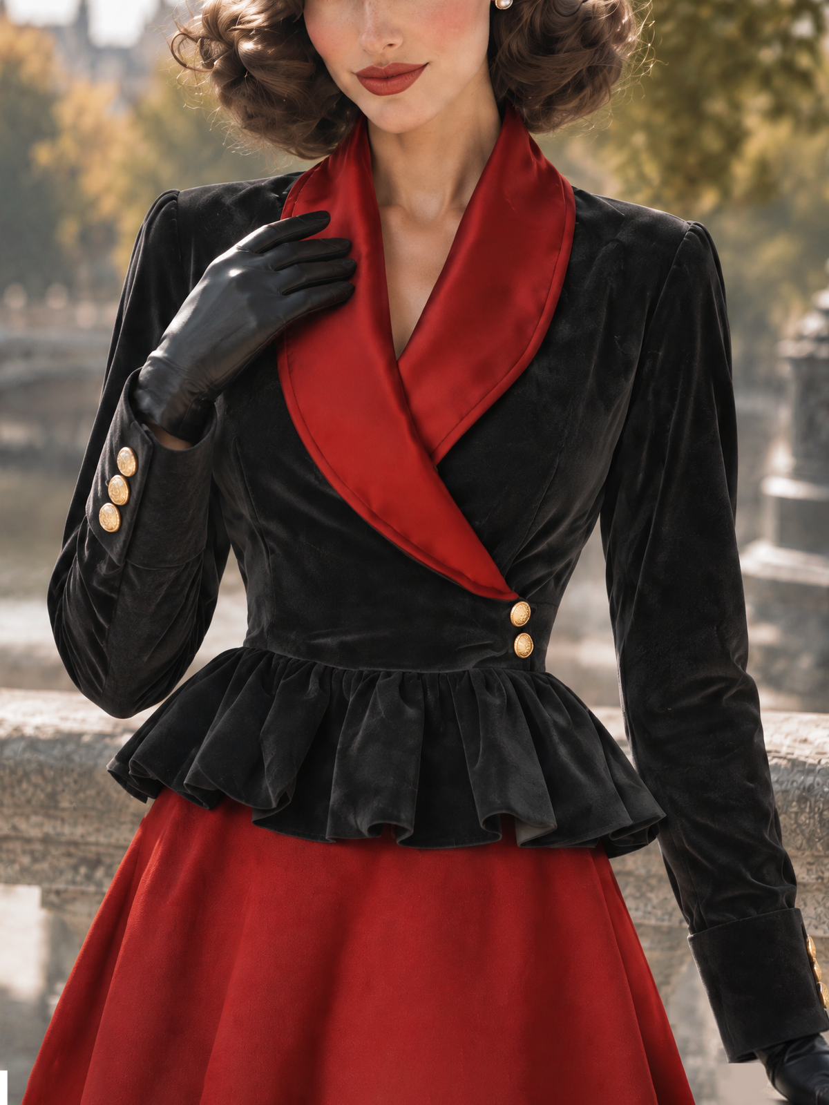 Vintage Color Block Lapel Waist-Tailored Blazer