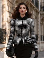 Vintage Houndstooth Fitted Waist Blazer