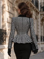Vintage Houndstooth Fitted Waist Blazer