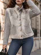 Vintage Faux Fur Panel Knit Jacket