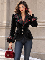 Vintage Polka Dot Trim Fitted Jacket