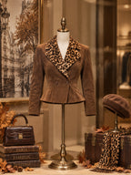 Vintage Leopard Collar Peplum Jacket
