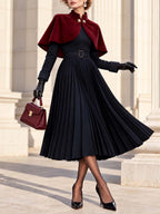 Vintage Two Piece Velvet Cape Midi Skirt Set
