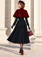 Vintage Two Piece Velvet Cape Midi Skirt Set
