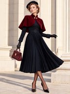Vintage Two Piece Velvet Cape Midi Skirt Set