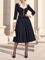 Vintage Classic Tailored Midi Pleated Suit