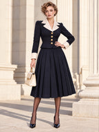 Vintage Classic Tailored Midi Pleated Suit