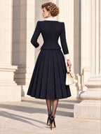 Vintage Classic Tailored Midi Pleated Suit
