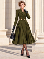 Vintage Midi Tailored Pleated Coat Dress