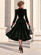 Vintage Victorian Velvet Ruffle Midi Skirt