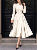 Vintage Shoulder Tuck Double Breasted Midi Coat