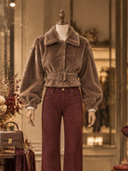 Vintage Brown Belted Faux Fur Jacket