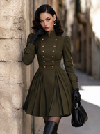Vintage Double Breasted Pleated Mini Dress