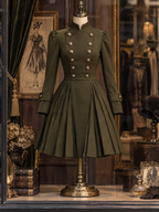 Vintage Double Breasted Pleated Mini Dress