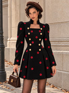 Vintage Polka Dot Military Mini Dress