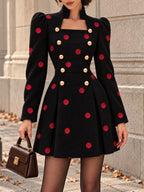 Vintage Polka Dot Military Mini Dress