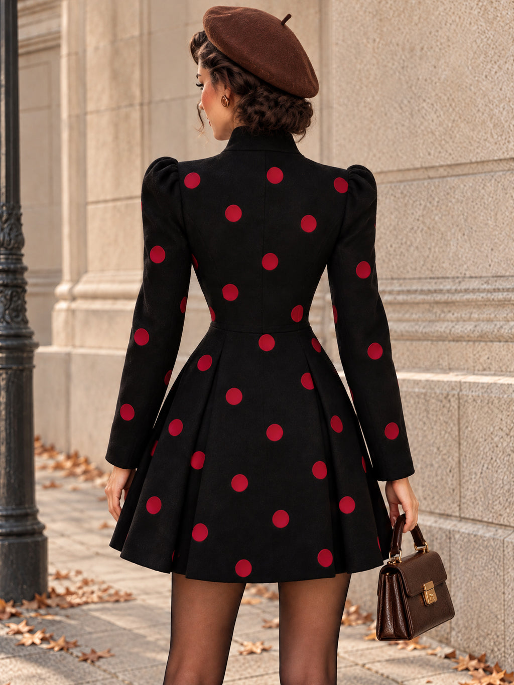 Vintage Polka Dot Military Mini Dress