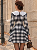 Vintage Check Peter Pan Collar Mini Dress