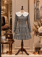 Vintage Check Peter Pan Collar Mini Dress