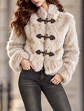 Vintage Stand Collar Faux Fur Cropped Jacket