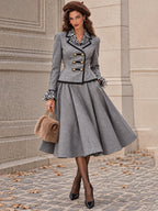Vintage Gray Double-Breasted Blazer
