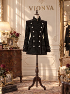 Vintage Military Double Breasted Faux Suede Coat
