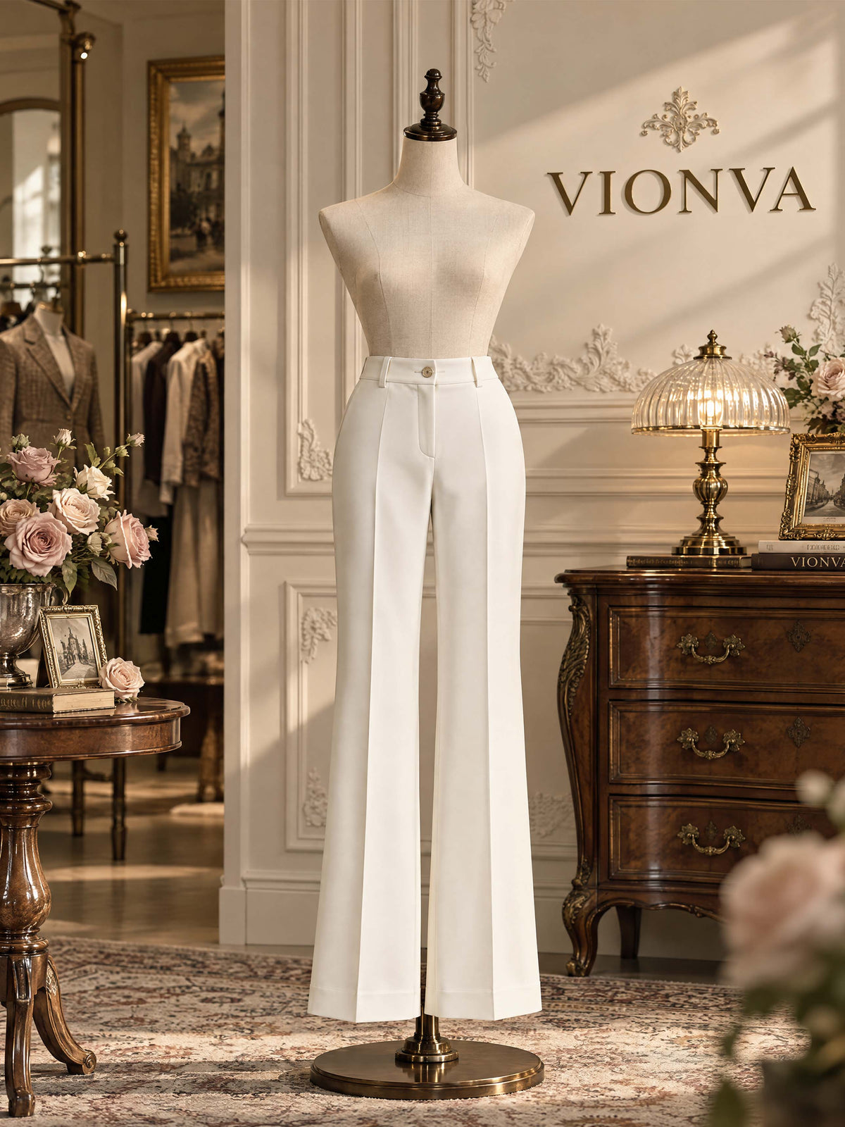 Vintage High Waist Straight Trousers