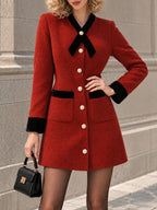Vintage Red Contrast Trim Mini Dress
