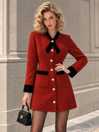 Vintage Red Contrast Trim Mini Dress