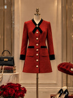 Vintage Red Contrast Trim Mini Dress