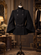Vintage Wool Flare Sleeve Double Breasted Belted Coat