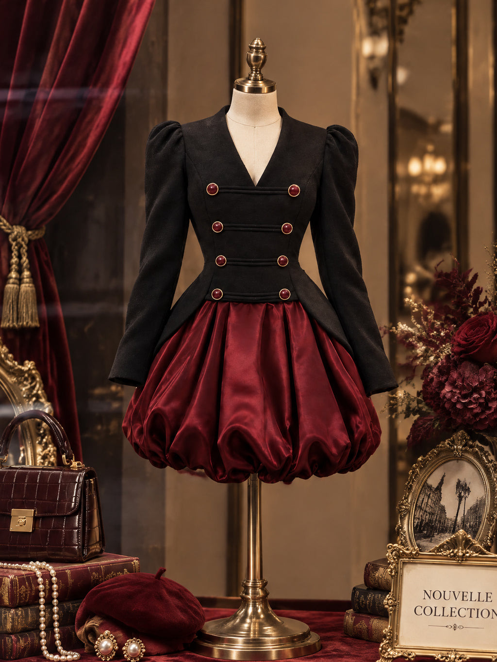 Vintage Military Style Bubble Mini Dress