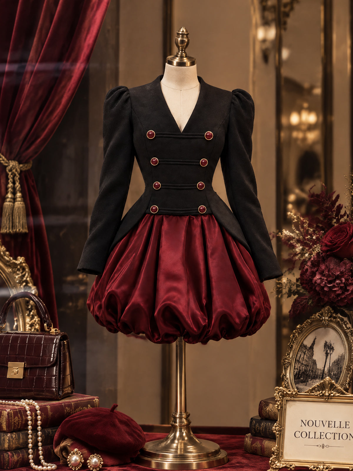 Vintage Military Style Bubble Mini Dress