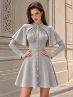 Vintage Cape Sleeve Belted Mini Dress