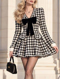 Vintage Houndstooth Bow Mini Dress