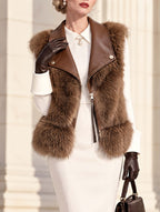 Vintage Faux Fur Leather Sleeveless Vest