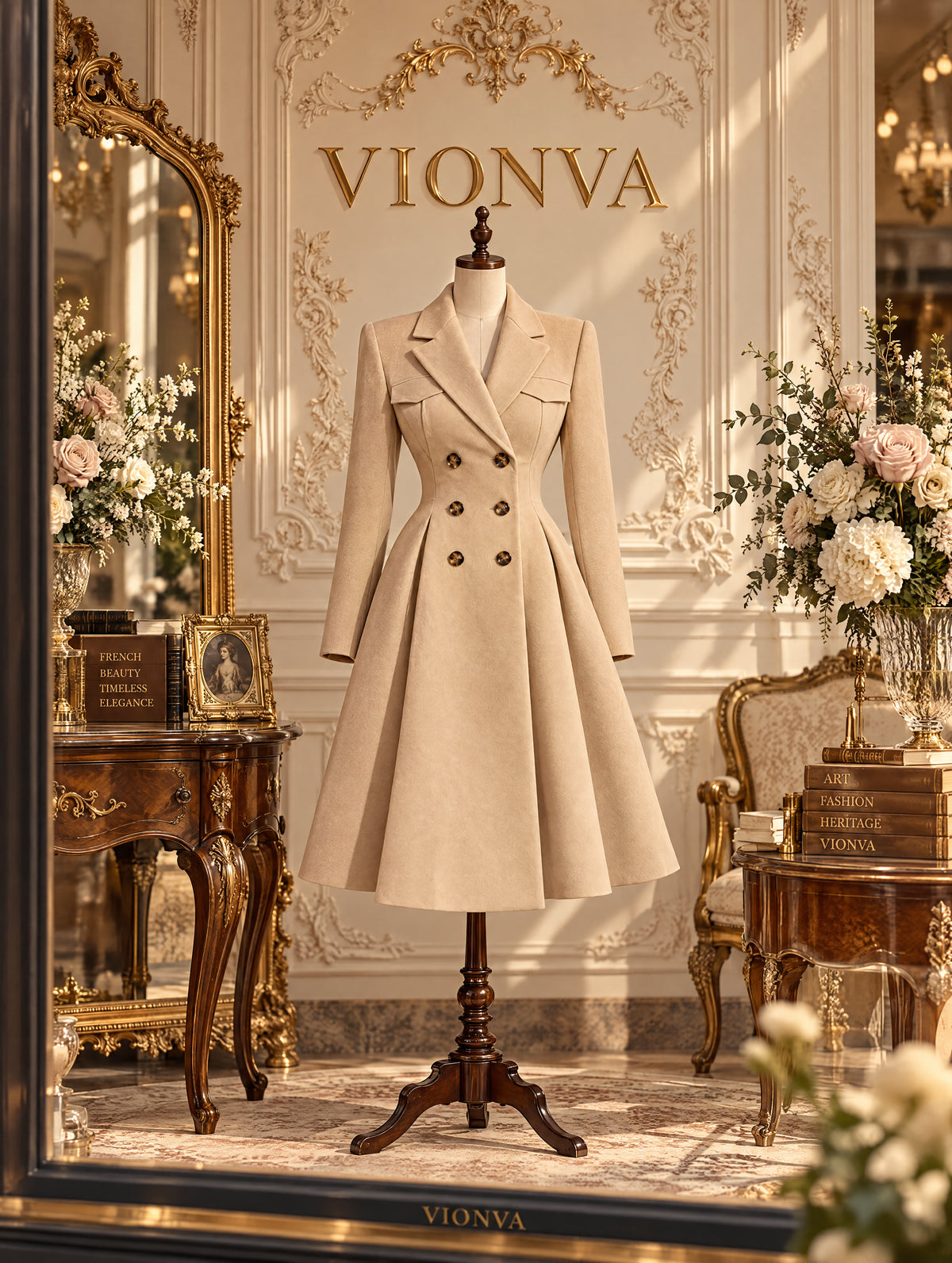 Vintage Double Breasted Midi Coat Dress