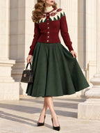 Vintage Midi Forest Green Full Circle Skirt