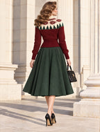 Vintage Midi Forest Green Full Circle Skirt