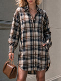 Vintage Plaid Oversized Shirt Dress