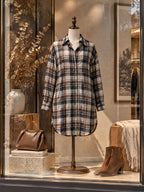 Vintage Plaid Oversized Shirt Dress