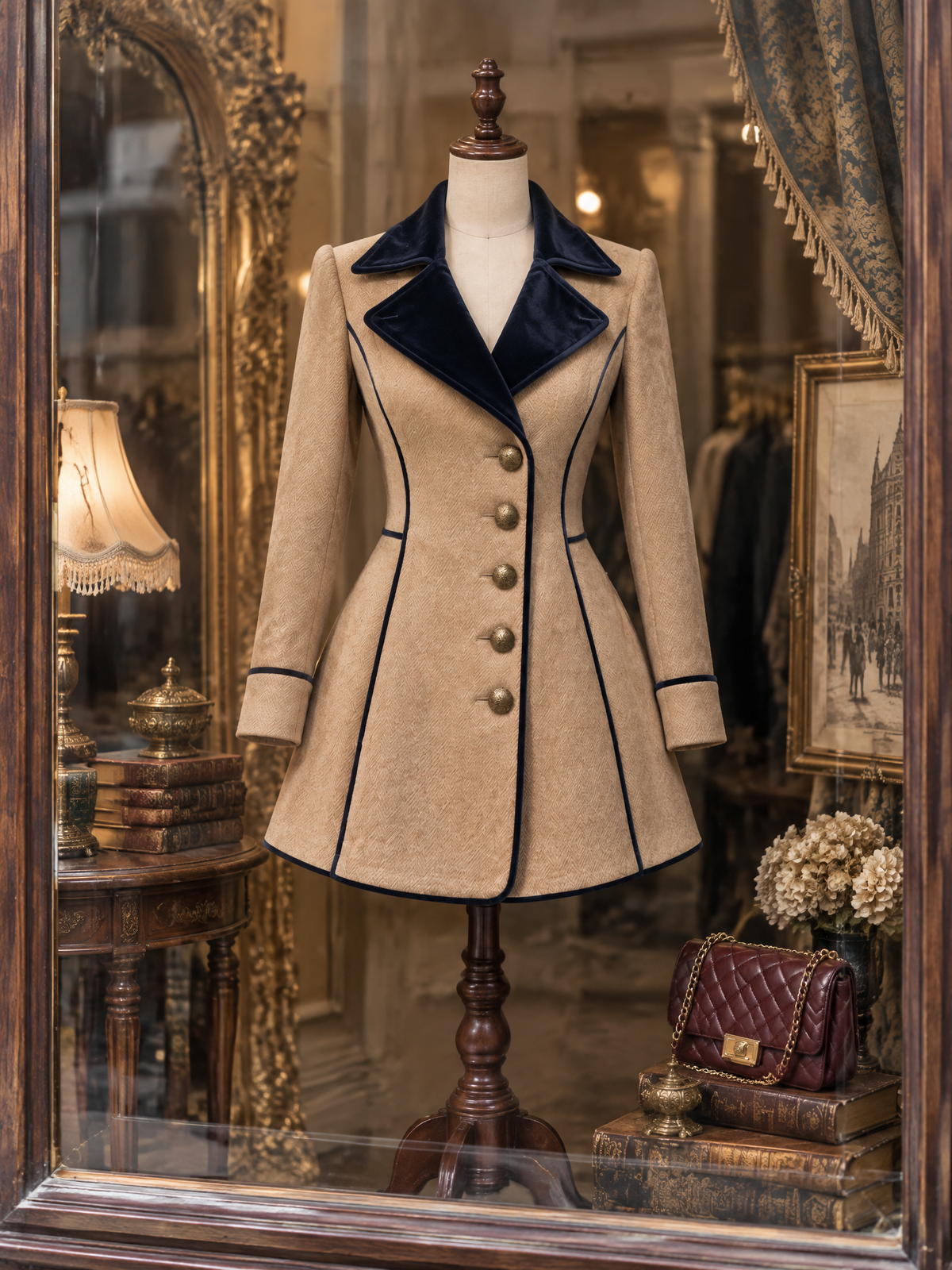 Vintage Color Contrast Piped Lapel Blazer